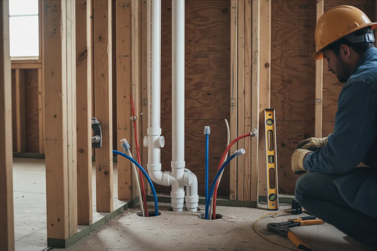 Drain and supply rough-in during Garbage Disposal Repair in Agency